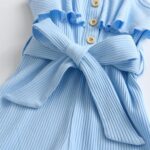 Toddler Baby Girl Clothes Ruffle Suspender Solid Color Bow Shorts Outfit Sets - Image 3