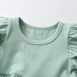 Toddler Baby Girl Clothes Solid Color Short Sleeve Ruffle Tops Flower Pants Outfits Sets - Image 2