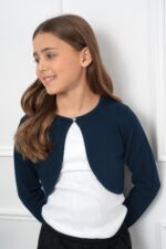 Girls Long Sleeve Cardigan Childrens Kids Bolero Shrug - Image 5