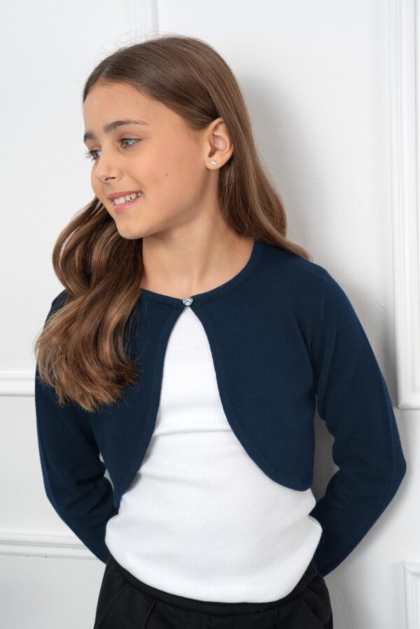 Girls Long Sleeve Cardigan Childrens Kids Bolero Shrug - Image 5