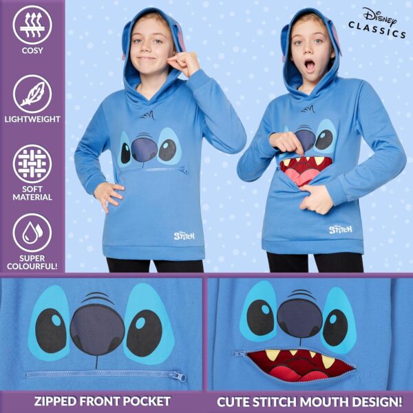 Disney Stitch Hoodie for Girls Teens, Warm Hooded Sweatshirt Soft Fashion Jumper Casual Activewear Long Sleeve Pullover Stitch Gifts - Image 3