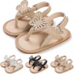 Kids Open Toe Thong Sandals Baby Boys Girls Bow Flat Wide Shoes Hook Loop Strap Barefoot Summer Casual Shoes Lightweight Baby Sandles Girl 12-18 Months Pool Flops For Kids( - Image 3