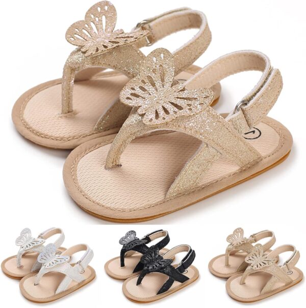 Kids Open Toe Thong Sandals Baby Boys Girls Bow Flat Wide Shoes Hook Loop Strap Barefoot Summer Casual Shoes Lightweight Baby Sandles Girl 12-18 Months Pool Flops For Kids( - Image 3