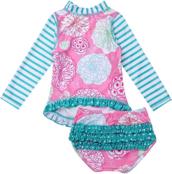 Freebily Toddler Baby Girls Two Piece Rash Guard Swimsuit Shirt Top with Bloomers Sun Protection Swimwear UPF 50+ - Image 2