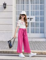 Arshiner Girls Clothing Sets Kids Fashion T-shirts with Trousers Set Puff Sleeves Top with Printed Trousers Set Summer Casual Outfits for Girls 5-14 Years - Image 3