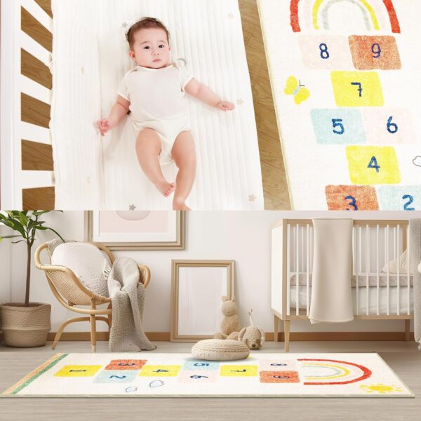Rainbow Sky Hopscotch Game Rugs, Kids Bedrooms Rugs, Kids Play Mat Soft Floor Carpet for Bedroom Playroom Nursery,Great Gift for Girls & Boys (Rainbow Hopscotch, 120 * 170 CM) - Image 7