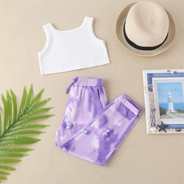 inlzdz Toddler Baby Girls Crop Tank Tops with Athletic Bloomers Pants Tracksuit Gymnastic Workout Active Set Dance Outfits - Image 2