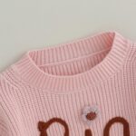 FeMereina Baby Girl Winter Clothes Letter Embroidery Knit Sweater Sister Matching Outfits - Image 3