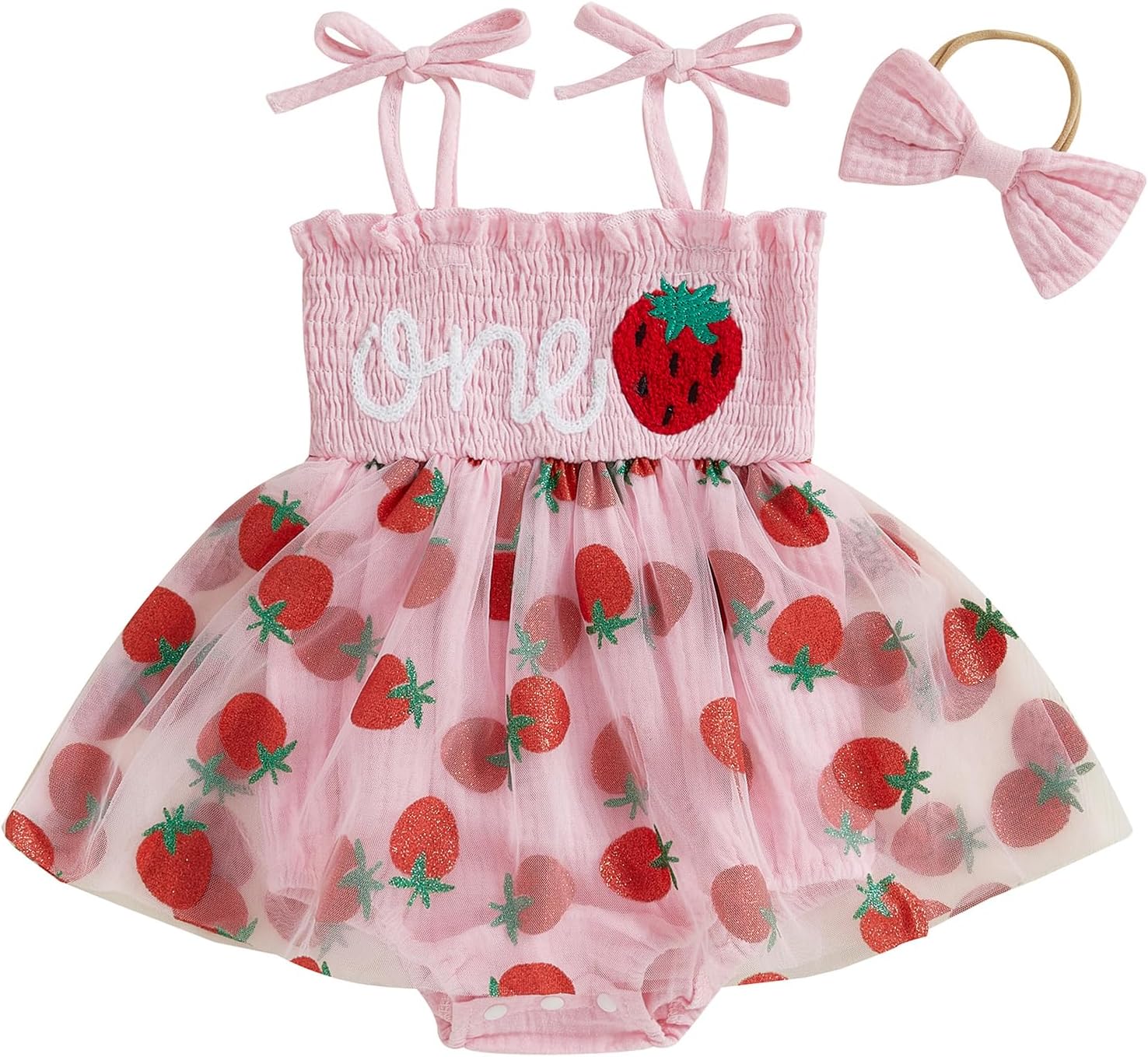 8117HSnyJ2L._AC_SL1500_.jpg ZZLBUF Baby Girl Summer Clothes 1st Birthday Outfits Infant Cute Sleeveless Tulle Tutu Romper Dress with Headband - Image 1
