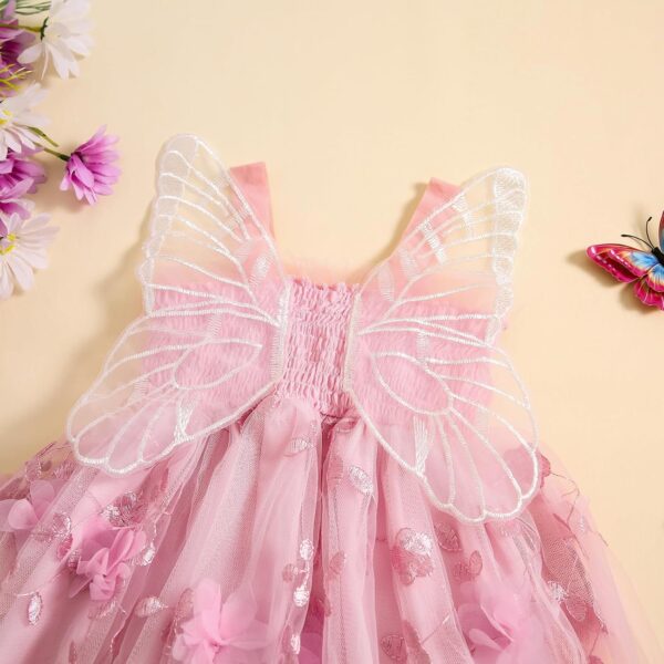 Toddler Baby Girl Summer Butterfly Wings Dress Sleeveless Princess Tutu Dress Fairy Layered Ruffle Birthday Dresses - Image 5