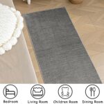 Short Pile Rug, Non-Slip Washable Rugs for Bedroom,Chenille Thin Carpet for Kids Room, Office, Lounge,Soft Area Rugs for Living Room (Dark Grey, 60×90cm) - Image 6