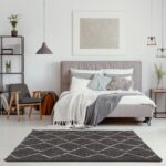 THE RUGS Modern Moroccan Design Living Room and Bedroom Rugs, Non-Shedding & Easy Care (Boho Dark Grey/Ivory, 80x150 cm) - Image 4