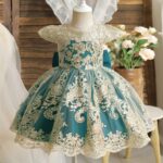 TTYAOVO Baby Girls Embroidered Tulle Flower Princess Bridesmaid Wedding Birthday Party Long Sleeves Dress - Image 3