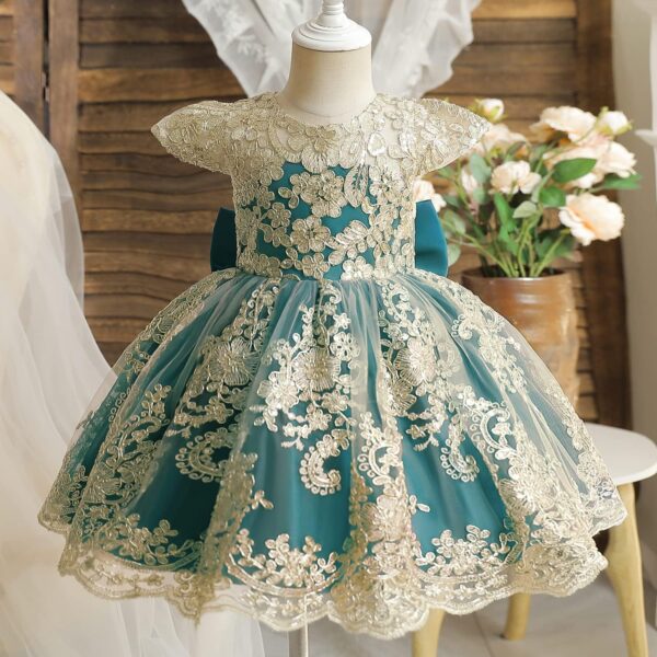 TTYAOVO Baby Girls Embroidered Tulle Flower Princess Bridesmaid Wedding Birthday Party Long Sleeves Dress - Image 3