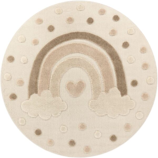 TT Home Kids Rug Carpet for Children Nursery Decor Boy Girl Soft 3D Sun Modern Soft, colour:Dark Cream Sand, Size:120 cm round - Image 5
