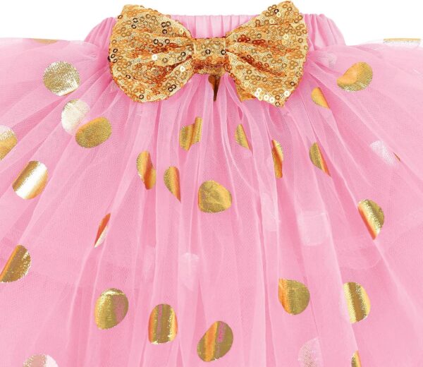 IBTOM CASTLE My 1/2 /1st /2nd/3rd Birthday Outfits for Baby Girl Bodysuit Romper/T-Shirt+Polka Dot Tulle Tutu Skirt +Socks+Bowknot Headband 4pcs Formal Princess Cake Smash Party Baptism Dress - Image 4