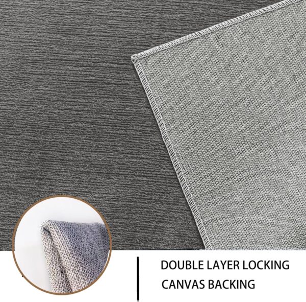 Short Pile Rug, Non-Slip Washable Rugs for Bedroom,Chenille Thin Carpet for Kids Room, Office, Lounge,Soft Area Rugs for Living Room (Dark Grey, 60×90cm) - Image 3