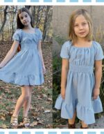 Arshiner Dress Girls Party Dress Elegant Short Sleeve Summer Dresses Children Plain A Line Casual Dress Ruffles Princess Dress Tie Back 122-158 - Image 3