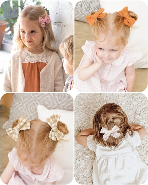 20PCS 3.6 Inches Baby Girls Linen Hair Bows Clips 10 Colors Fully Lined Hair Barrettes Accessories for Babies Infant Toddlers Kids in Pairs - Image 7