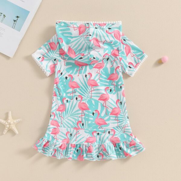 Toddler Kids Baby Girl Swimsuit Cover Up Hooded Zip Up Beach Bathing Suit Short Sleeve Summer Dress Swimwear - Image 4
