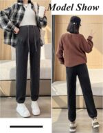 SEAUR Lounge High Waisted Maternity Pants Pregnancy Trousers Loose Maternity Sweatpants Over Bump Maternity Soft Trousers - Image 3