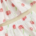 Baby Girl Summer Outfit Strawberry/Cherry/Lemon Smocked Tunic Tops Ruffle Bloomer Shorts Headband Cute 3Pcs Newborn Coming Home Summer Clothes 0-18M - Image 7