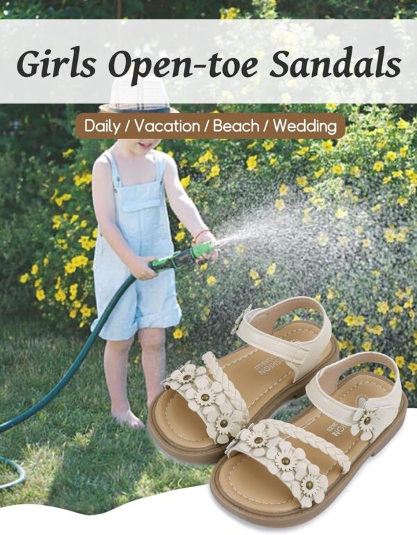 SEAUR Summer Sandals Girls Leather Sandals Walking Sandals Girls Flower Sandals Open Toe Sandals Girls Fashion Sandals - Image 5