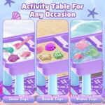 deAO Sand and Water Table for Toddlers, Outdoor Play Table Summer Toys with 23PCS Beach Toys, 2 Fishing Pool Toys, Sand Pit Water Table Children Garden Toys Activity Sensory Table for Kids (Purple) - Image 5