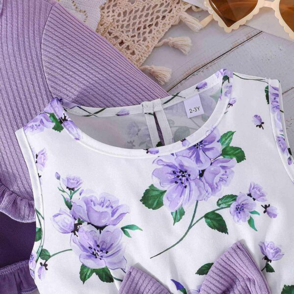 Valcatc Toddler Baby Girls Dress and Cardigan Set Kids Floral Print Sleeveless Dress and Coat 2Pcs Outfits Set Spring Summer Fall Sundress 2-8 Years - Image 4