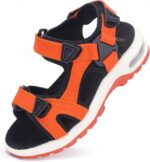 Kids Sandals Boys Sports Outdoor Sandal Athletic Air Cushion Beach Shoes Hook and Loop Summer Footwear for Holidays, Walking, Camping, Travelling