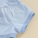 Newborn Baby Girl Clothes Set Short Sleeve Solid Romper Tops + Bloomers Shorts Infant Outfits Set - Image 5