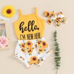 Dubute Newborn Baby Girl Summer Clothes Sleeveless Romper Bodysuit + Floral Bloomers Short + Headband Infant 3Pcs Outfit - Image 2