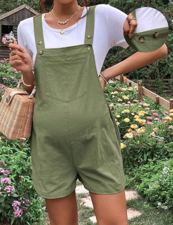 Sukany Women's Maternity Overall Shorts Casual Pregnant Jumpsuit Adjustable Strap Sleeveless Short Romper Shortalls - Image 3