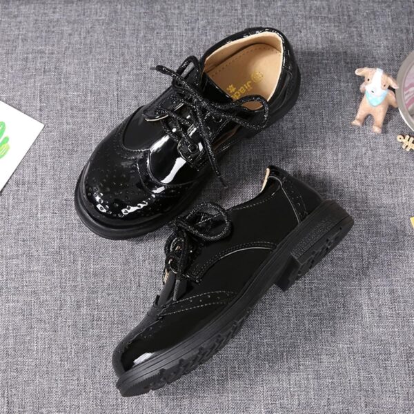 Girls Flat Dress Shoes School Oxfords Marry Jane Bling Anti-Slip Mary Jane Flat Crib Shoes Headband Pre-Walker Shoes - Image 3