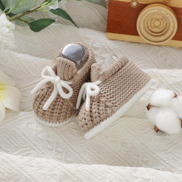 LAWKUL Baby Booties Knit Newborn Shoes Cozy First Walkers Infant Toddler Boots for Boy Girls 0-3 Months - Image 3