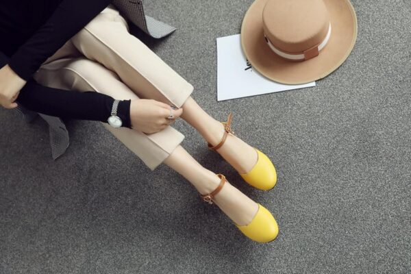 LISYIIZ Women's SS937 Block Closed Toe Ankle Strap Pu Low Block D-Orsay Court Shoes - Image 3