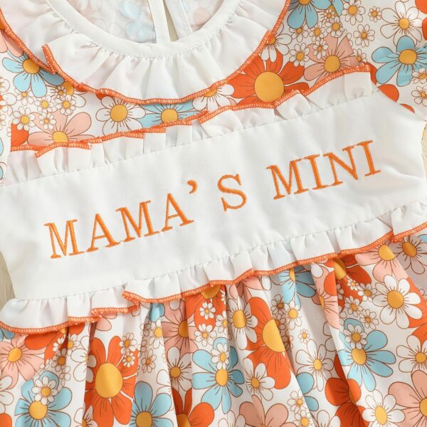 XIXIMAON Cute Baby Girl Summer Clothes Babydoll Collar Short Puff Sleeve Letter Embroidery Ruffle Romper Dress Mamas Mini Floral Jumpsuit Toddler Outfits - Image 5