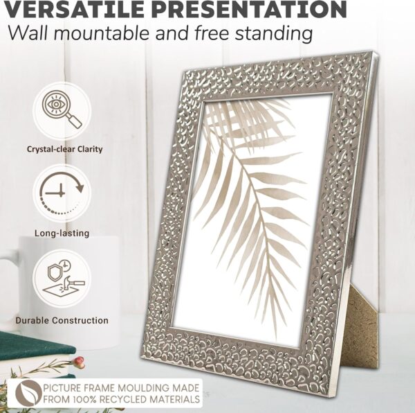 Picture Frame 7 x 5, Silver, Freestanding and Wall Mountable, 13 x 18 cm, 7x5 Picture Frames, Silver 5x7 Photo Frames, 7x5 Photo Collage Gallery Display - Image 3