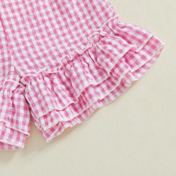 Toddler Girl Bloomers Baby Girls Ruffled Shorts Gingham Checkered Shorts Elastic Waist Pants Bottoms Summer Outfit Casual Beach Clothes - Image 6