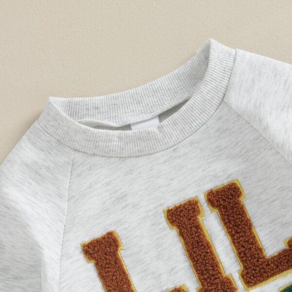 Geagodelia Newborn Baby Boy Letter Printed Little Brother Round Neck Long Sleeve Outfit Clothes Jumpsuit Sweatshirt Pullover Set - Image 4