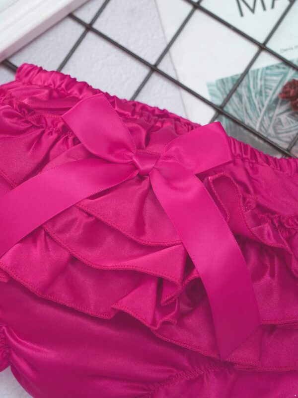 Agoky Newborn Baby Girls Ruffle Bloomers Bowknot Cute Diaper Cover Panties Cotton Shower Shorts - Image 5