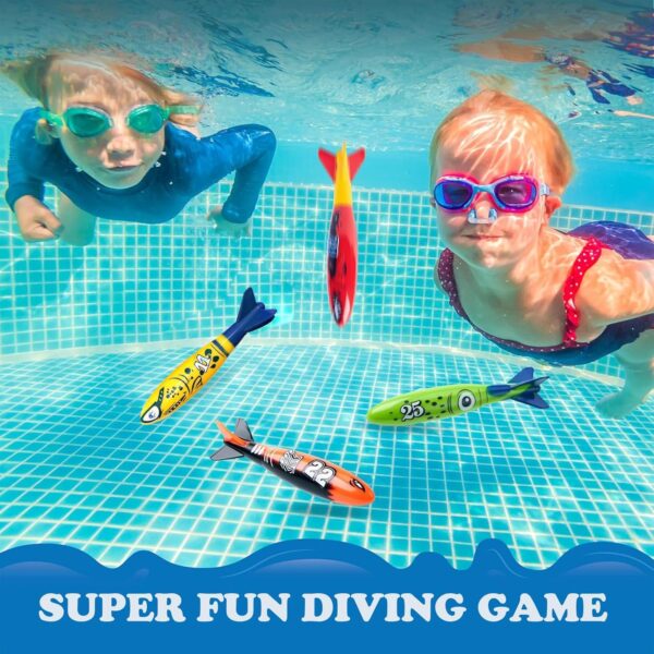 4Pcs Diving Torpedoes - Swimming Pool Sinkers for Kids Age 7-12, Underwater Diving Toys for Girls & Boys - Image 4
