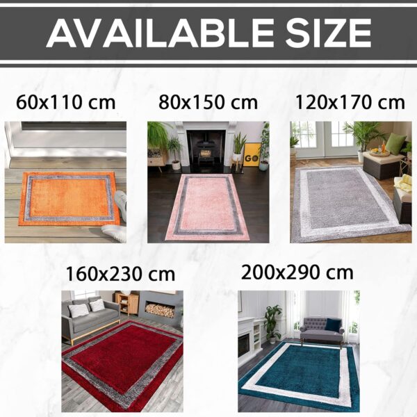 renoazul® Shaggy Washable High Pile Bordered Rug, 160 x 230 cm, Trani Silver, Shaggy Area Rug for Baby Room, Nursery or Kids Room - Image 6