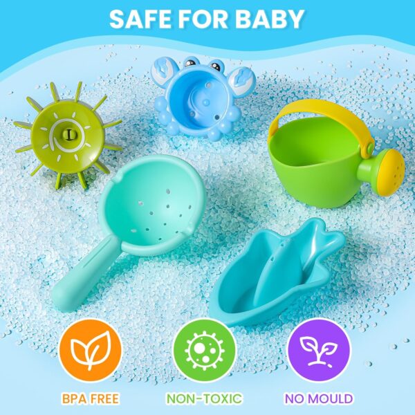 Baby Bath Toys for 1 2 3 4 Year Olds Toddler Kids - 10PCS Mould Free Water Play Swimming Pool Toys No Mould Watering Can Bath Boats Bath Cups for Boys Girls - Image 3