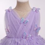 Baby Girls Flower Butterfly Birthday Cake Smash Dress Sleeveless V Neck Princess Glitter Ruffle Tulle Tutu Toddler Kids Formal Wedding Party Dress - Image 3