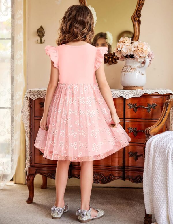 Arshiner Girls' Dresses Toddler Tulle Dress Flying Sleeves Princess Dress Festive Dress Tutu Children's Dress Cotton Party Dress Birthday Wedding Summer Dress 2-7 Year - Image 5