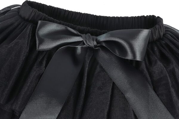 Eledobby Baby Girls Tutu Skirt with Diaper Cover 2 Pieces Newborn Pleated Tulle Skirts Headband Set Layered Bloomers Toddler Clothes for Birthday Photography Black 1-2 Years - Image 3