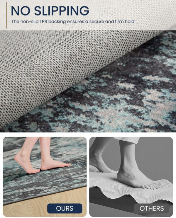 90x150 cm Modern Abstract Rugs Living Room Non-Slip Soft Low-Pile Washable Rug for Hallway, Bedroom, and Kitchen-Blueblack - Image 3