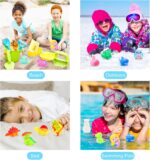 yoliyogo Animal Toy Bath Floating Toy with Auto Flashing Early Learning Toy Package with 8 Pcs Dinosaur Shark Flamingo Mermaid Bathtub Shower Toy Gift for Kids and Pets - Image 6