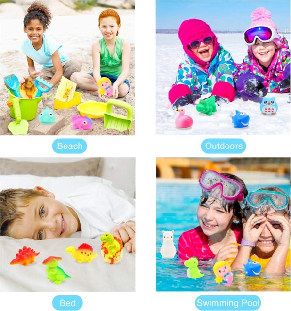 yoliyogo Animal Toy Bath Floating Toy with Auto Flashing Early Learning Toy Package with 8 Pcs Dinosaur Shark Flamingo Mermaid Bathtub Shower Toy Gift for Kids and Pets - Image 6
